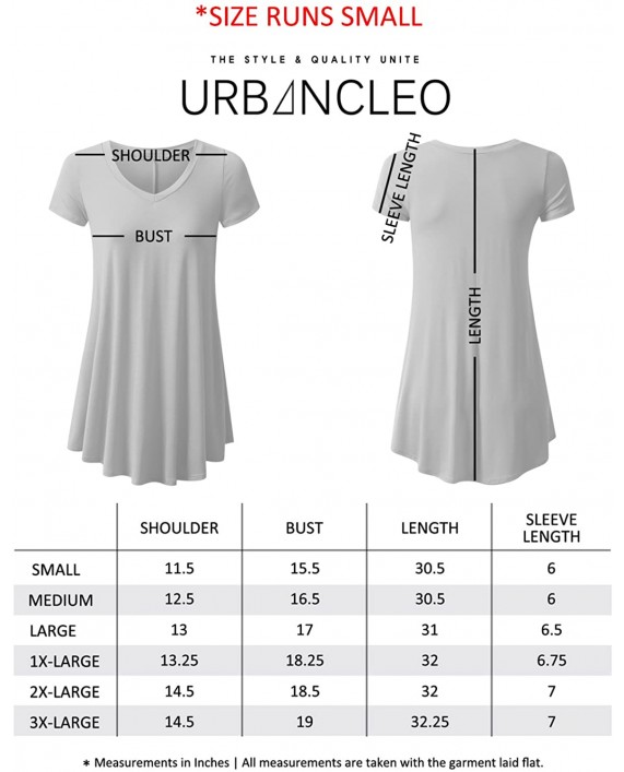 URBANCLEO Womens Short Sleeve Long Tunic Top T-Shirt Dress Plus