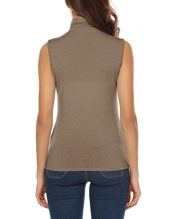 URRU Women's Sleeveless Short Long Sleeve Slim Fit Turtleneck Mock Soft T-Shirt Tank Tops Basic Stretchy Pullover S-XXL at Women’s Clothing store