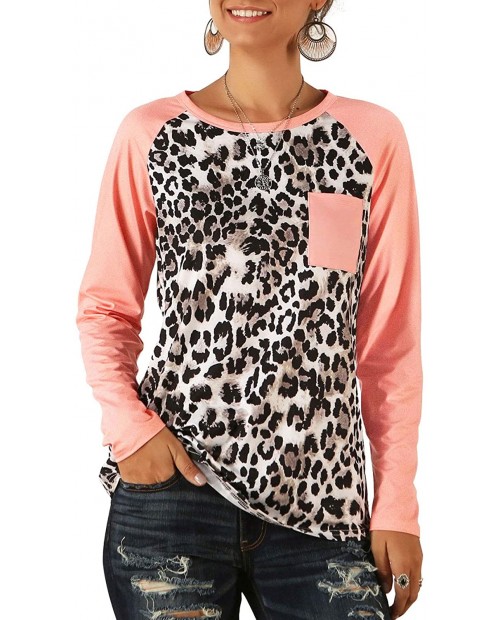 Women's Raglan Leopard Print Tunic Long Sleeve Round Neck Pocket Top at  Women’s Clothing store