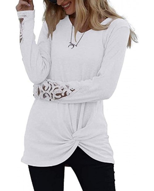 Womens V Neck T-Shirt Casual Twist Knot Solid Color Lace Buttons Henley Shirts Tunic Blouse Tops at  Women’s Clothing store