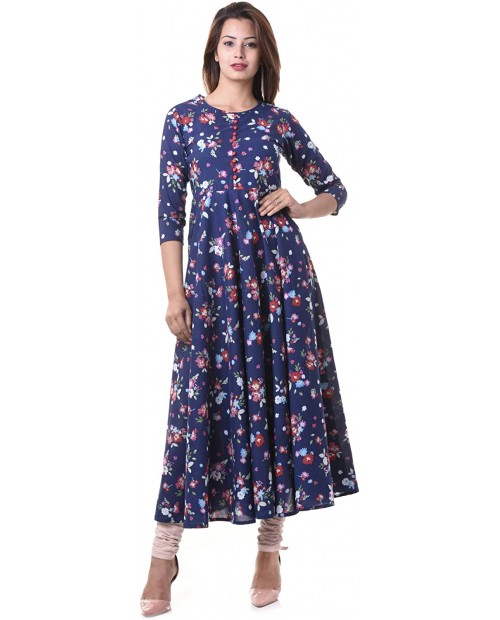 Yash Gallery Indian Tunic Tops Women's Cotton Floral Print Anarkali Kurta at  Women’s Clothing store