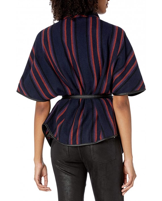 BB DAKOTA Junior's Point Blank-et Vest with Vegan Leather Trim Indigo Blue Medium at Women’s Clothing store