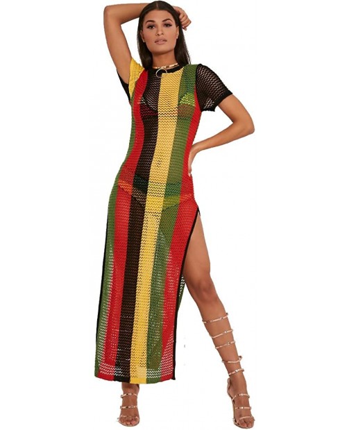 Clossy London 100% Egyptian Cotton Ladies Rasta Jamaican Work Work String Dress Multicoloured Hip Hop Dance Club Dress at Women’s Clothing store
