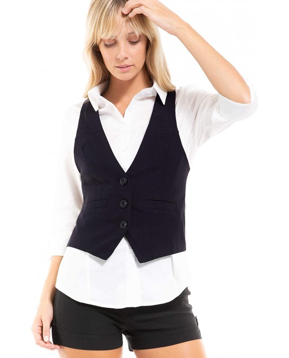 Design by Olivia Women's Dressy Casual Versatile Racerback Vest Three Button Tuxedo Suit Waistcoat at Women’s Clothing store