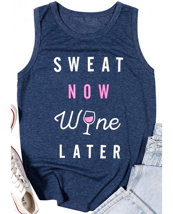 Drinking Tank Tops Women Funny Sweat Now Wine Later Wine Glass Tshirt Cute Casual Shirt Sport Summer Short Sleeve Top at Women’s Clothing store