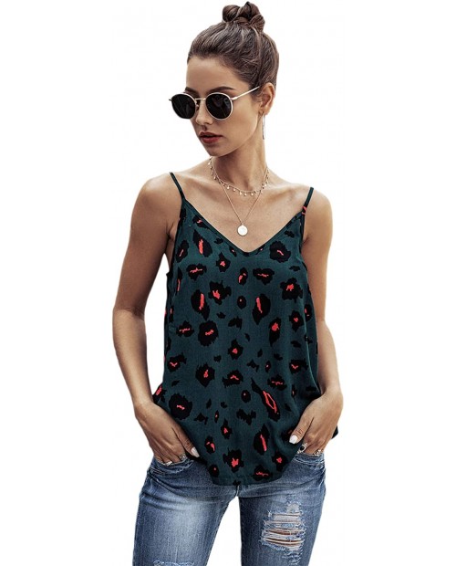 Floerns Women's Casual Leopard Print V Neck Sleeveless Cami Vest Top at  Women’s Clothing store