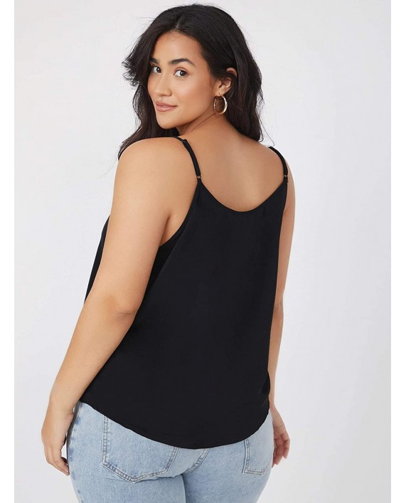 Floerns Women's Plus Size Basic Sleeveless V Neck Solid Cami Tank Tops at Women’s Clothing store