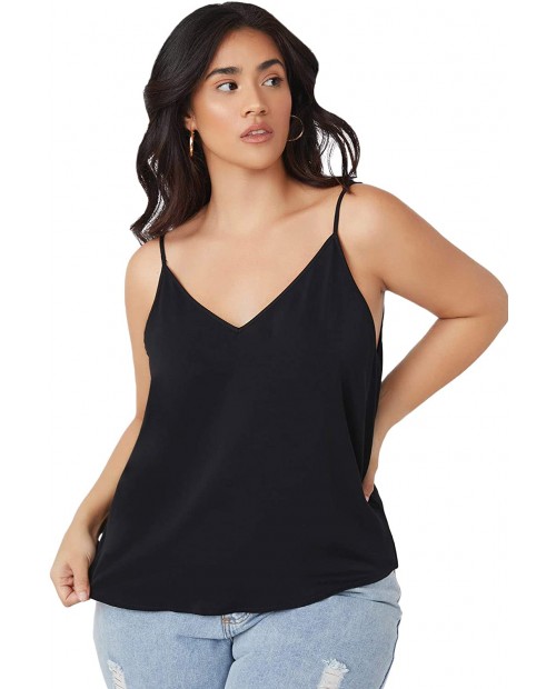 Floerns Women's Plus Size Basic Sleeveless V Neck Solid Cami Tank Tops at  Women’s Clothing store