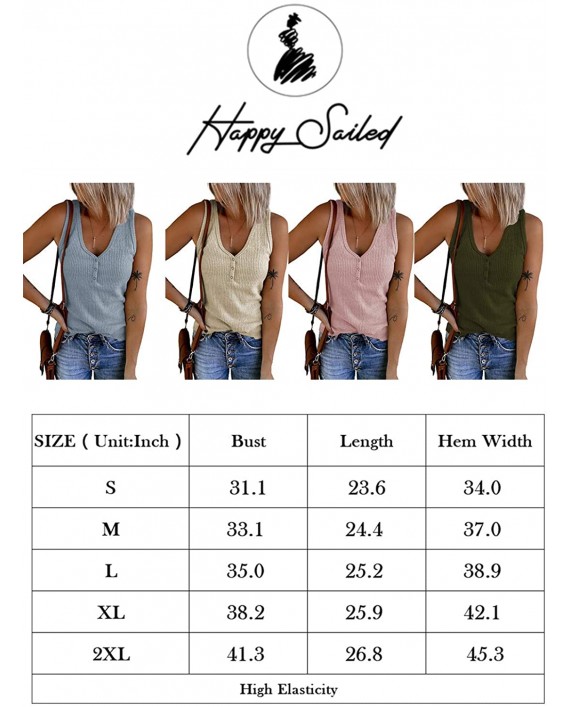 Happy Sailed Ribbed Tank Tops for Women Button Down V Neck Knit Shirts Sexy Casual Summer Tops Black X-Large at Women’s Clothing store