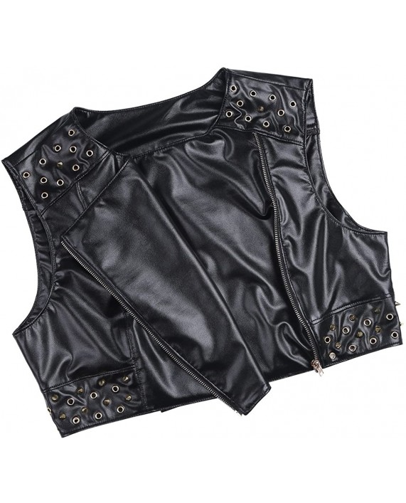 iEFiEL Womens Rivet Studded Faux Leather Sleeveless Zipper Black Punk Rock Biker Motorcycle Vest Jacket Coat at Women’s Clothing store