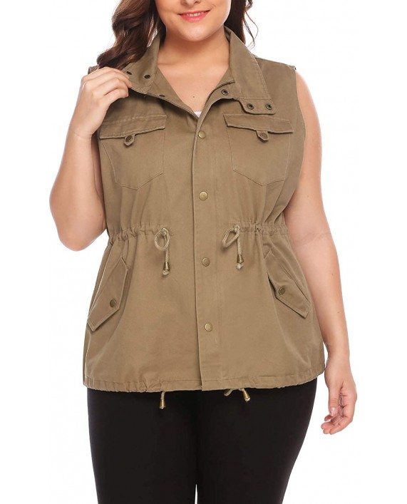 IN'VOLAND Womens Plus Size Vest Military Vest Lightweight Sleeveless Anorak Vest Casual Zipper Snap Button Closure Drawstring