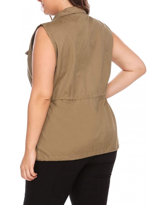 IN'VOLAND Womens Plus Size Vest Military Vest Lightweight Sleeveless Anorak Vest Casual Zipper Snap Button Closure Drawstring