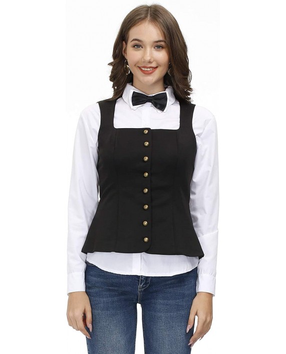 KANCY KOLE Women's Vest Vintage Waistcoat Button Down Dressy Vests Sleeveless Jacket S-XXL at Women’s Clothing store