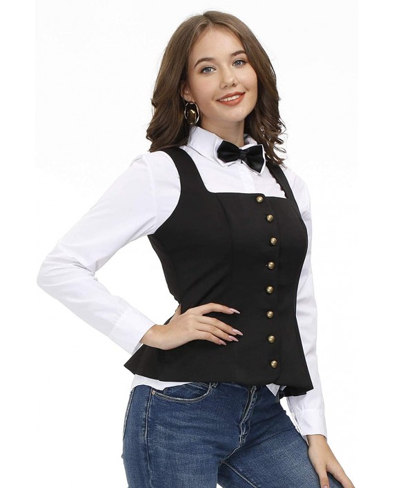 KANCY KOLE Women's Vest Vintage Waistcoat Button Down Dressy Vests Sleeveless Jacket S-XXL at Women’s Clothing store