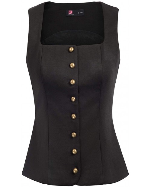 KANCY KOLE Women's Vest Vintage Waistcoat Button Down Dressy Vests Sleeveless Jacket S-XXL at  Women’s Clothing store