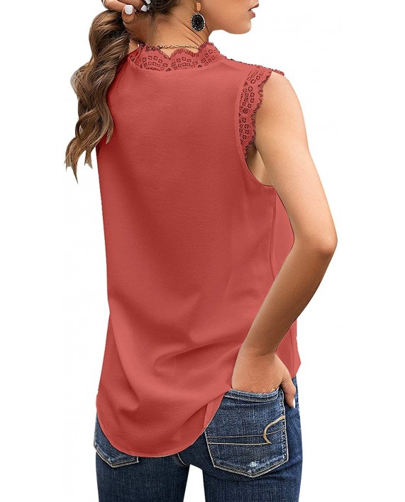 luvamia Women's Casual V Neck Lace Tops Short Sleeve Summer T Shirts Blouses at Women’s Clothing store