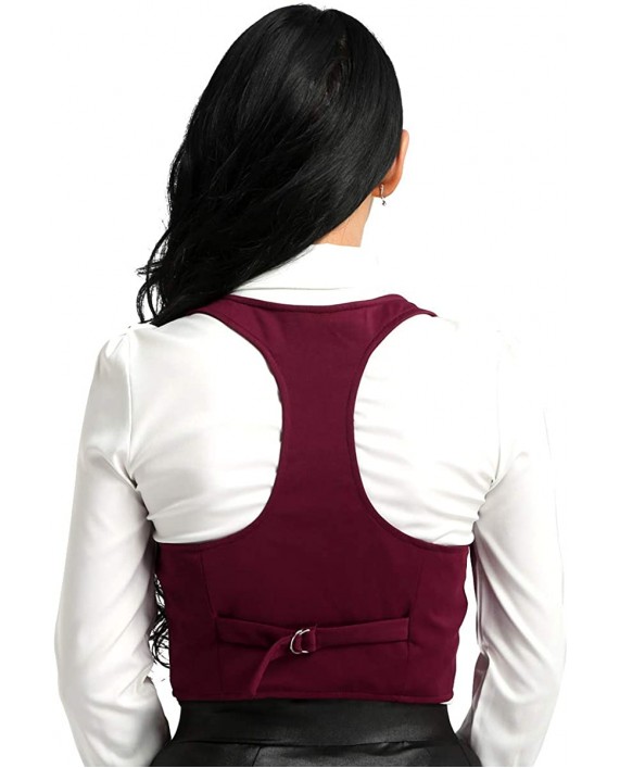 Shinsto Women's Vintage V-Neck Racer Back Waistcoat Slim Fit Button Down Business Vest Suit at Women’s Clothing store
