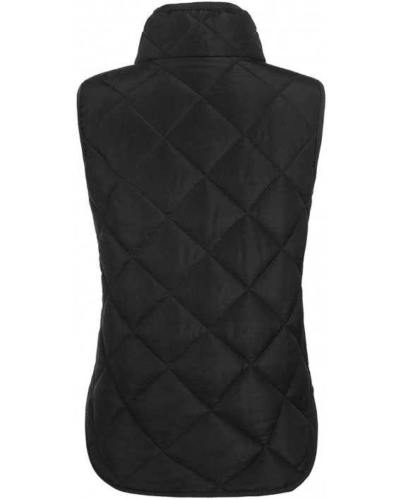 Showyoo Women Stand Collar Lightweight Cotton Quilted Zip Up Vest with Pockets at Women’s Clothing store