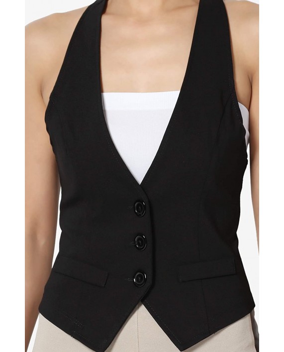 TheMogan Women Plus Dressy Casual Versatile Racerback Vest Tuxedo Suit Waistcoat at Women’s Clothing store