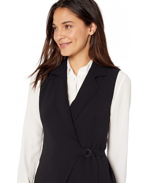 Vince Camuto Women's Matte Crepe Asymmetric Wrap Vest Rich Black 2 at Women’s Clothing store