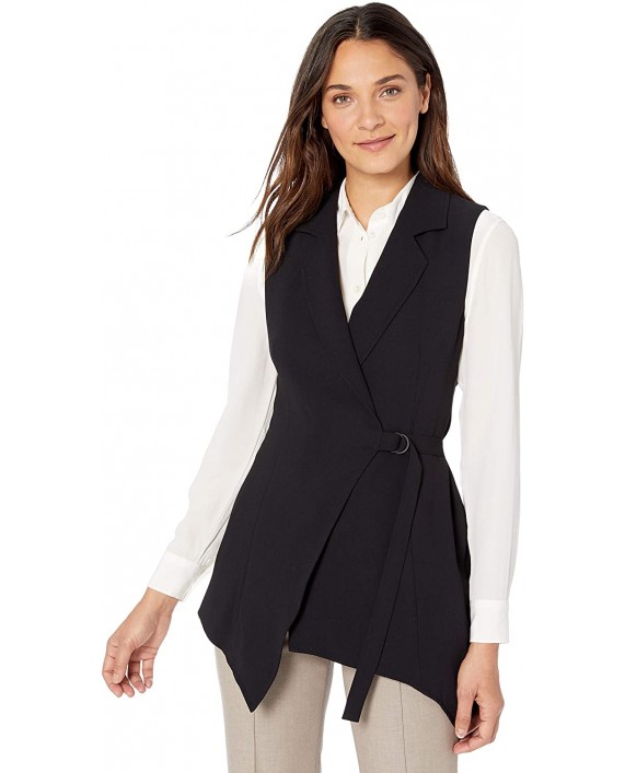 Vince Camuto Women's Matte Crepe Asymmetric Wrap Vest Rich Black 2 at Women’s Clothing store