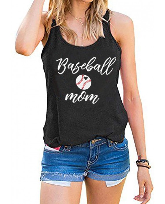 Women Baseball Mom Tank Top Casual Letter Print Sports Racerback Summer Sleeveless Game Day Vest at Women’s Clothing store