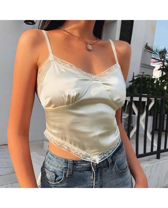 Women Sexy Y2K Aesthetic 90s Irregular Triangle Floral V-Neck Backless Vest Camisole Clubwear Crop Tank Top Blouse at Women’s Clothing store