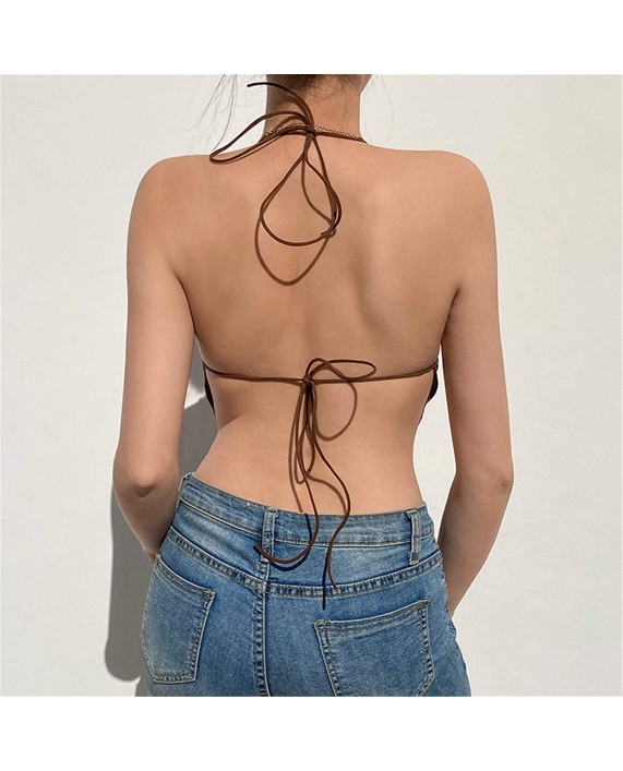 Women's Sexy V-Neck Triangle Bare Spaghetti Belt Vest Camisole Lace Vest Crop Top Y2K Street Wear for Women