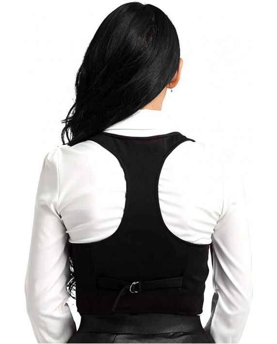 YONGHS Women's V-Neck Racer Back Three Button Dressy Suit Tuxedo Waistcoat Mogan Vest Shirts at Women’s Clothing store