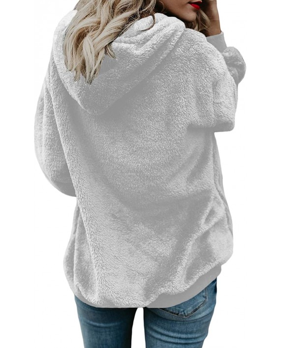Aleumdr Womens Oversized Warm Fuzzy Hoodies Cozy Loose 1 4 Zipper Pullover Hooded Sweatshirt Outwear with Pockets at Women’s Clothing store