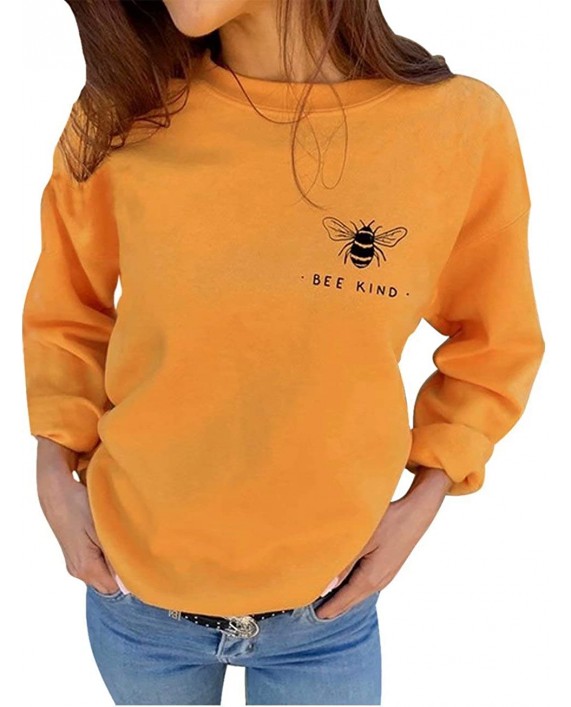 Be Kind Sweatshirts Pullover Women Bee Graphic Shirt Inspirational Teacher Fall Tops Loose Blouses size XXL Yellow at Women’s Clothing store
