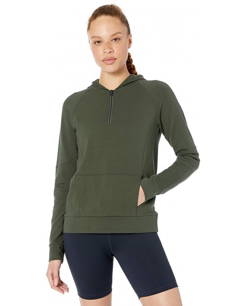 Brand - Core 10 Women's XS-3X Soft Cotton Modal French Terry Fleece 1 4 Zip Workout Hoodie Sweatshirt