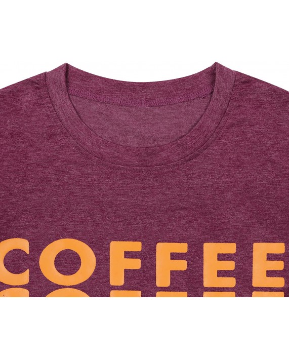 Coffee T Shirts Women Coffee Coffee Coffee Letter Print T Shirts Cute Graphic Tshirt Tee Top with Funny Sayings at Women’s Clothing store