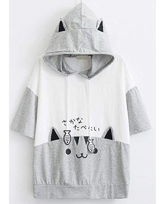 CRB Fashion Womens Teens Animal Anime Cosplay Bunny Cat Dog Bear Cartoon Sweatshirt TShirt Shirt Hoodie Hoody Top Blk Cat SS at Women’s Clothing store