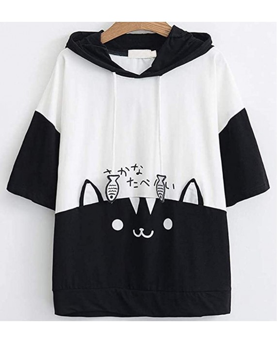 CRB Fashion Womens Teens Animal Anime Cosplay Bunny Cat Dog Bear Cartoon Sweatshirt TShirt Shirt Hoodie Hoody Top Blk Cat SS at Women’s Clothing store