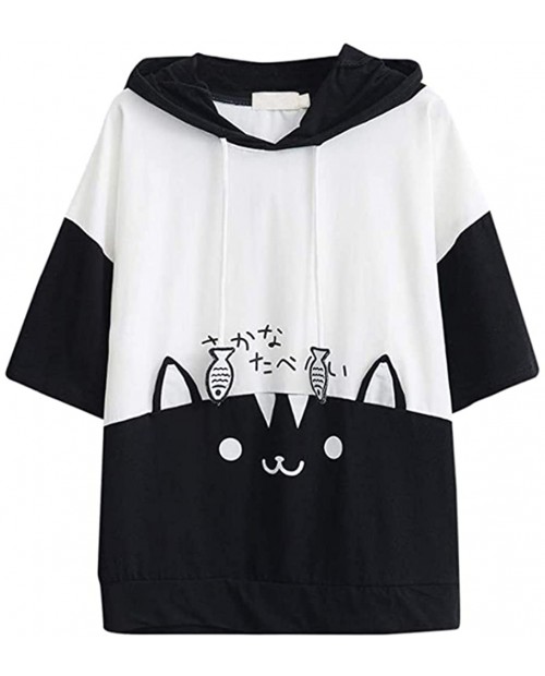 CRB Fashion Womens Teens Animal Anime Cosplay Bunny Cat Dog Bear Cartoon Sweatshirt TShirt Shirt Hoodie Hoody Top Blk Cat SS at  Women’s Clothing store