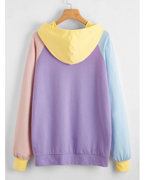DIDK Women's Casual Long Sleeve Colorblock Drawstring Hoodie Sweatshirt at Women’s Clothing store