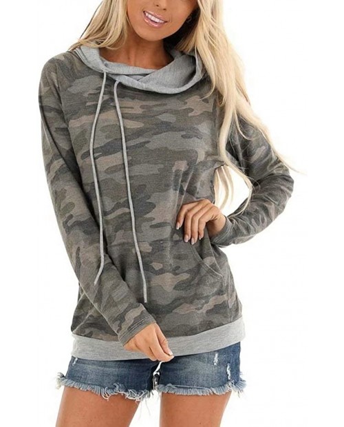 Dressmine Womens Floral Camo Hoodie Sweatshirts Color Block Long Sleeve Shirts Drawstring Hooded Pullover Top at Women’s Clothing store