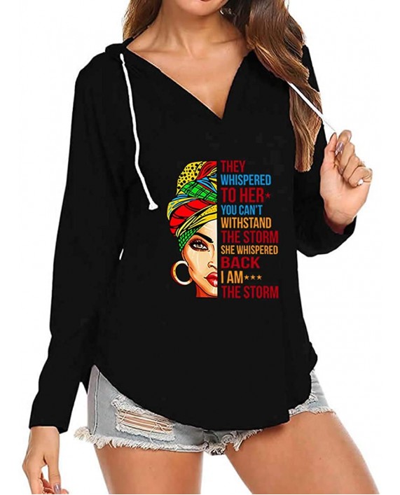 Dropeon Women's They Whispered to Her Vintage Drawstring Blouse Long Sleeve V Neck Pullover Hoody Tops at Women’s Clothing store