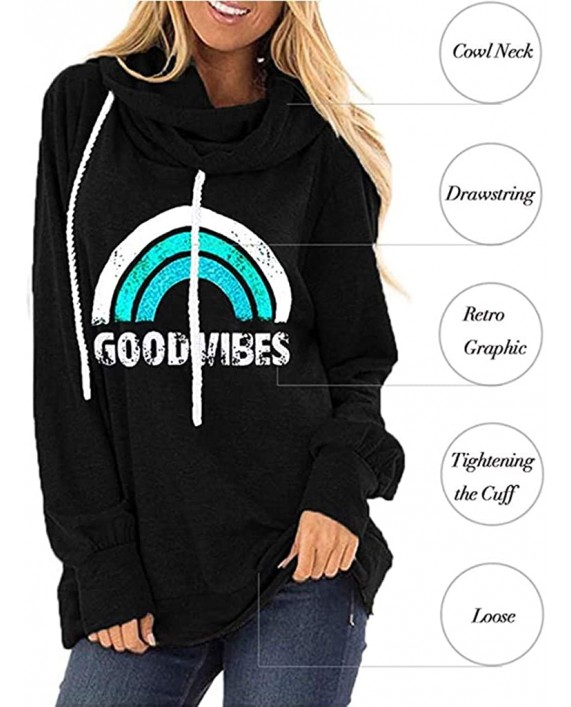 ECESRY Women Cowl Neck Tunics Tops Mama Bear Shirt Good Vibes Hoodies Pullover Be Kind Sweater Faith Print Fall Sweatshirts at Women’s Clothing store