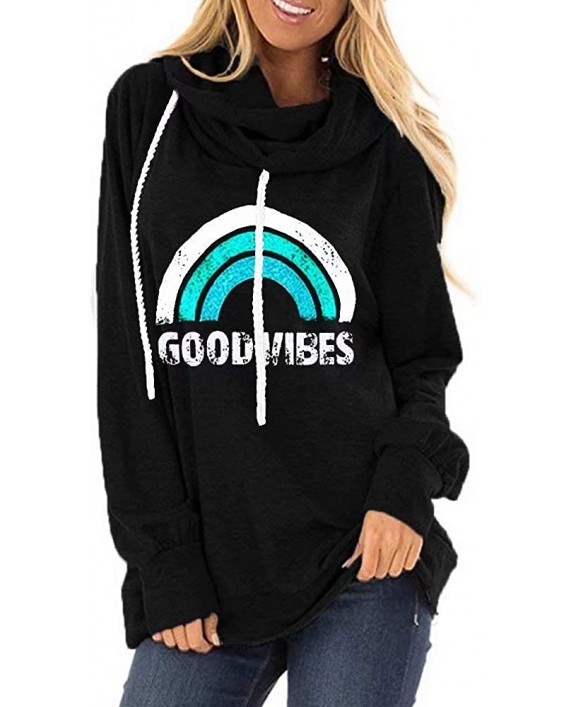 ECESRY Women Cowl Neck Tunics Tops Mama Bear Shirt Good Vibes Hoodies Pullover Be Kind Sweater Faith Print Fall Sweatshirts at Women’s Clothing store