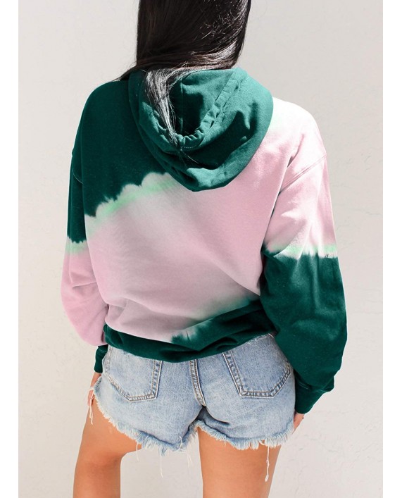 Elapsy Womens Tie Dye Printed Hoodies Sweatshirt Long Sleeve Casual Colorblock Pullover Hoodie