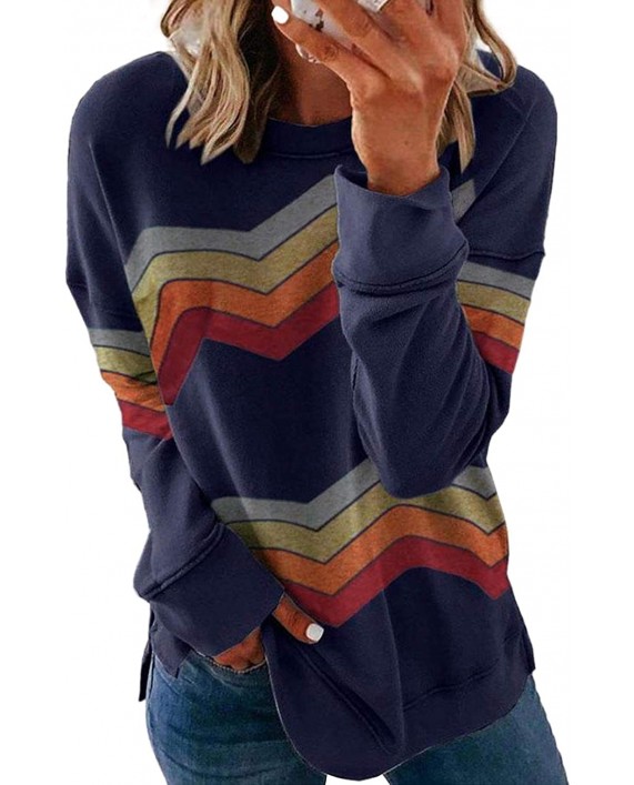 FEKOAFE Womens Color Block Hoodies Fashion Printed Long Sleeve Sweatshirts