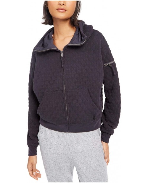 Free People FP Movement Women's Hibernation Quilted Zip Hoodie Eclipse at Women’s Clothing store