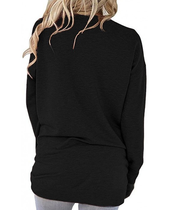 GSVIBK Womens Round Neck Sweatshirts Soft Sweatshirt Long Sleeve Pullover Pocket Shirts Long Sleeve Split Tunic at Women’s Clothing store