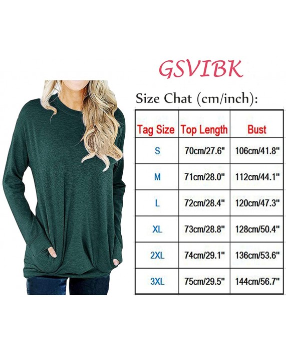 GSVIBK Womens Round Neck Sweatshirts Soft Sweatshirt Long Sleeve Pullover Pocket Shirts Long Sleeve Split Tunic at Women’s Clothing store
