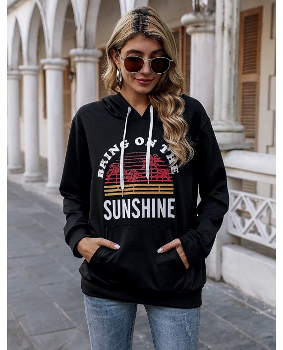 Irevial Women's Graphic Hoodies Sweatshirt Lightweight Long Sleeve Pullover Tops with Pocket at Women’s Clothing store