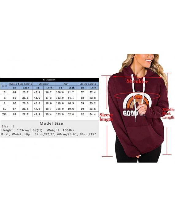 Irevial Women's Graphic Hoodies Sweatshirt Lightweight Long Sleeve Pullover Tops with Pocket at Women’s Clothing store