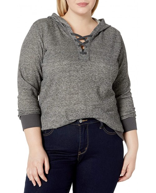 JUST MY SIZE Women's Plus Size Hoodie with Lace-up Collar at Women’s Clothing store