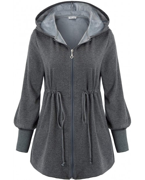Kate Kasin Women's Casual Fleece Zip up Winter Long Hoodie Jacket Coat with Pocket at  Women's Coats Shop